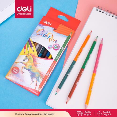 [EZO.7001585] DELI - EC00500 / Pensil Warna Duo Anak Isi 6 pcs / Peralatan lukis