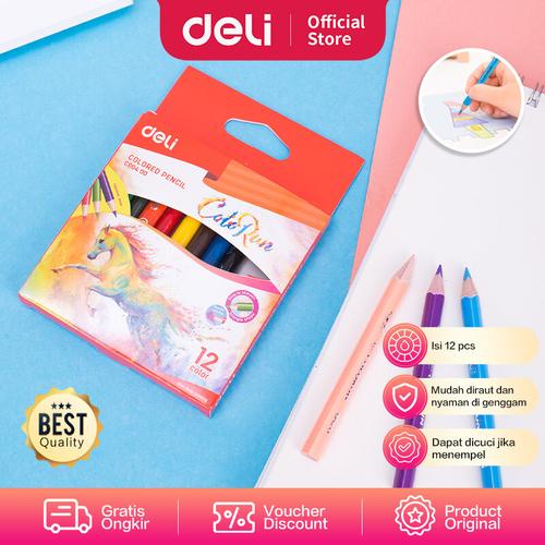 [EZO.7001586] DELI - EC00400 / Pensil Warna Mini Anak 120 mm 12 pc / Alat Lukis