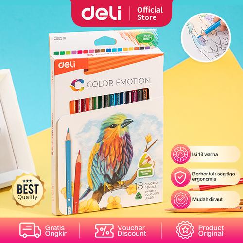 [EZO.7003000] DELI Colored Pencil Triangle Soft Basswood Rich 18C [EC00210]- Pensil