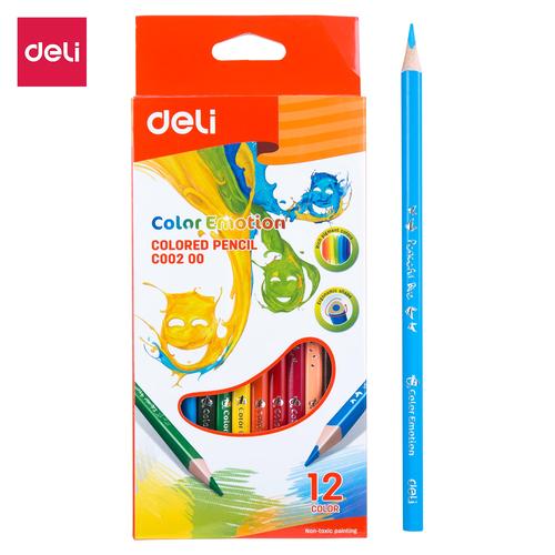 [EZO.7003001] DELI Colored Pencil Triangle Soft Basswood Rich 12C [EC00200] - Pensil