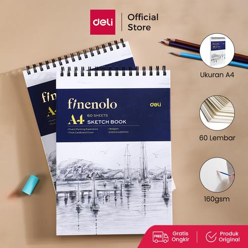 [EZO.7000577] Deli Sketch Book / Buku Gambar Sketsa A4 160GSM 60 Lembar EC27X