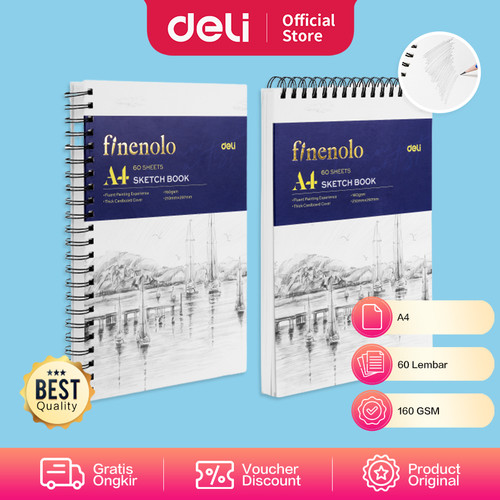 [EZO.7000577] Deli Sketch Book / Buku Gambar Sketsa A4 160GSM 60 Lembar EC27X