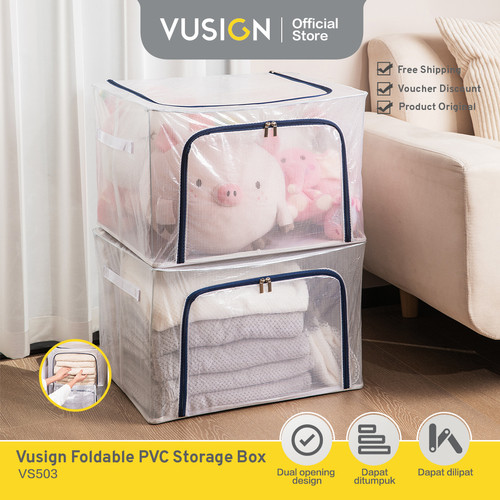 [EZO.7000593] Vusign Foldable PVC Storage Box Penyimpanan Pakaian Plastik VS503