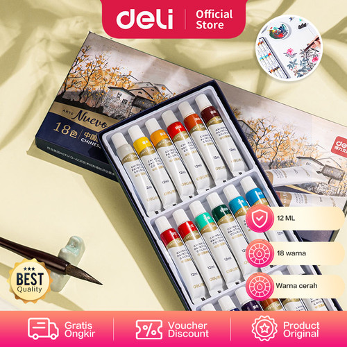 [EZO.7001981] Deli Gouache / Cat Poster Set 18 Warna 12ML Warna Cerah 73886-18