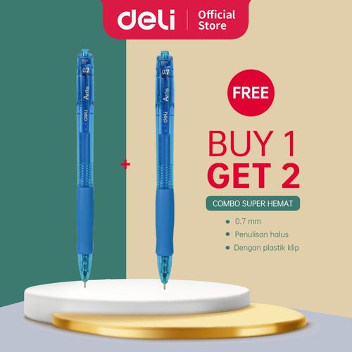 [EZO.7001991] Deli Ballpoint Pen / Pulpen 0.7 mm Tinta Biru EQ17-MT-BL EQ18-MT-BL