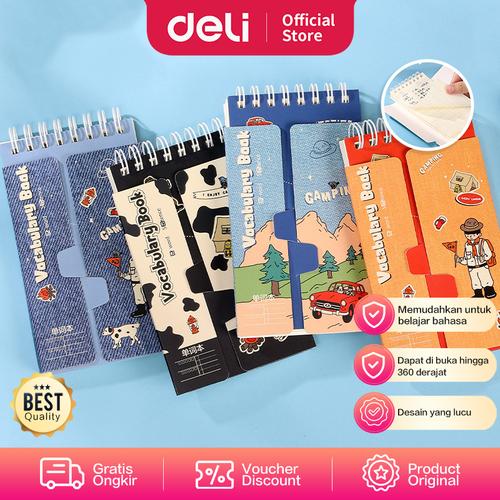 [EZO.7002014] Deli Spiral Vocabulary Book/Buku Kosakata 90Halaman Cover Kartun 25994