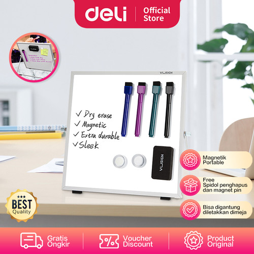 [EZO.7002073] Deli Vusign Whiteboard / Papan Tulis Magnet Dapat Gantung VS004A