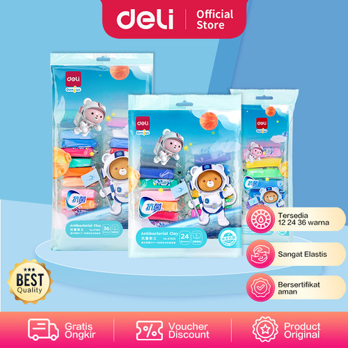 [EZO.7002080] Deli Antibacterial Clay / Mainan Lilin Anti Bakteri 12-36 Warna 678XX