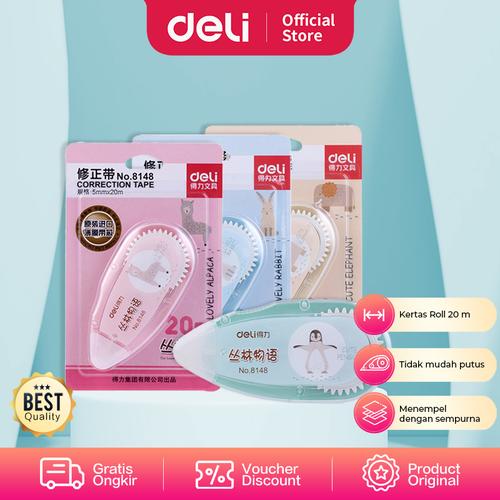 [EZO.7002113] Deli Correction Tape / Tip-Ex Kertas Roll 20 meter Gambar Lucu 8148
