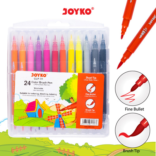 Color Brush Pen Pena Kuas Warna Joyko CLP Dual Tip