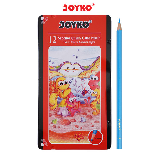Joyko Pensil Warna Dengan Metal Case Color Pencils Hexagonal Grip