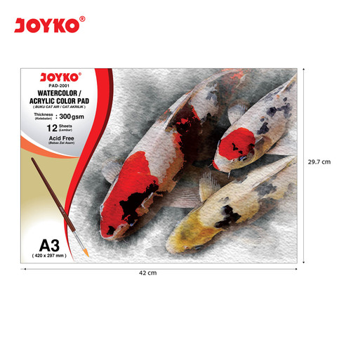 Joyko Watercolor Pad Buku Gambar Cat Air Akrilik 300 gsm 12 Sheets