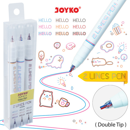 Color 2 Lines Pen Pulpen Pena Warna Joyko CLP-51-3