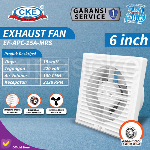 [EZM.0100169] Exhaust Fan Mini Penghisap Udara 6 Inch Kipas Hexos Dinding Tembok