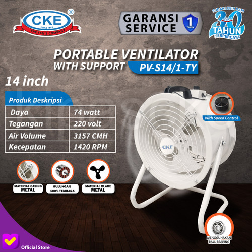 [EZM.0100171] Portable Ventilator 14" Inch Blower Exhaust Drum Fan dgn Speed Control