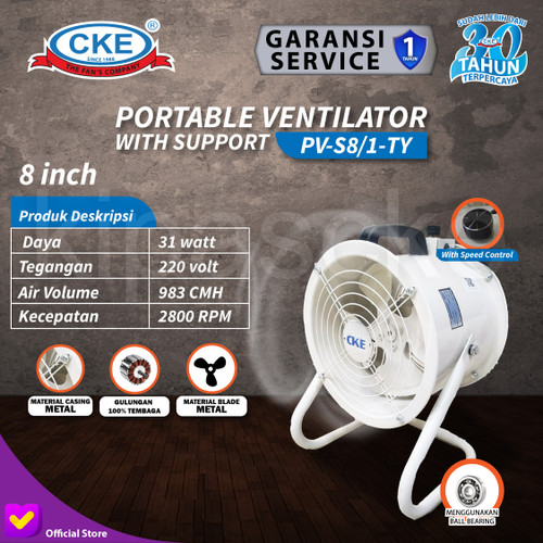 [EZM.0100173] Portable Ventilator 8" Inch Blower Exhaust Drum Fan with Speed Control