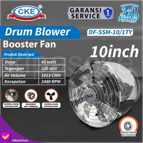 [EZM.0100177] 10" Inch Mini Inline Duct Fan Metal Stainless Air Booster Exhaust Fan