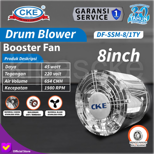 [EZM.0100178] 8" Inch Mini Inline Duct Fan Metal Stainless / Air Booster Exhaust Fan