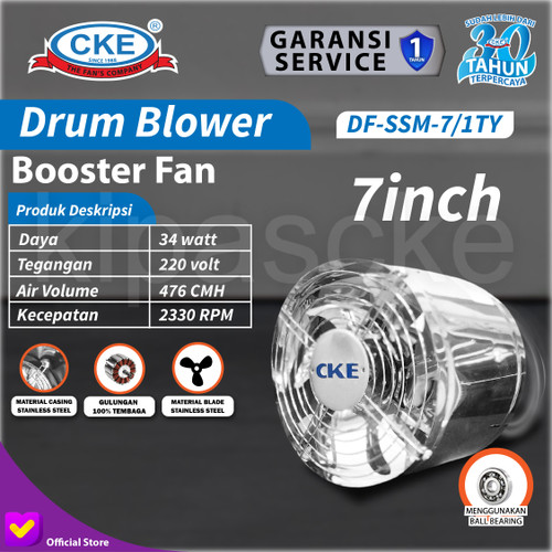 [EZM.0100179] 7" Inch Mini Inline Duct Fan Metal Stainless / Air Booster Exhaust Fan