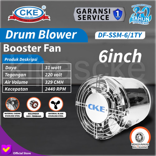 [EZM.0100180] 6" Inch Mini Inline Duct Fan Metal Stainless / Air Booster Exhaust Fan