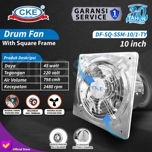 [EZM.0100187] Exhaust Fan Stainless 10" Inch Duct Booster Fan Plafon Dinding Besi