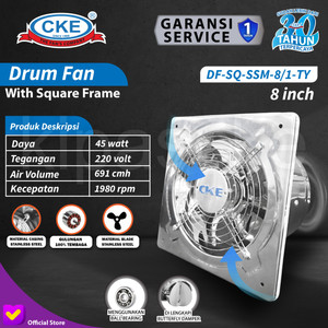 [EZM.0100188] Exhaust Fan Stainless 8" Inch Duct Booster Fan Plafon Dinding Besi