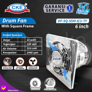 [EZM.0100190] Exhaust Fan Stainless 6" Inch Duct Booster Fan Plafon Dinding Besi