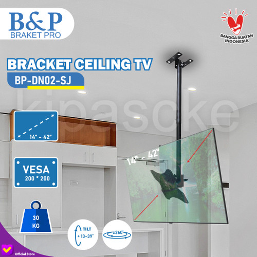 [EZM.0100205] Bracket Braket TV Gantung Plafon Ceiling 14 - 43 Inch Swivel Universal