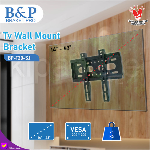 [EZM.0100208] Bracket Braket TV LCD Fix 14 17 19 22 24 32 40 42 43 Inch Wall Mount