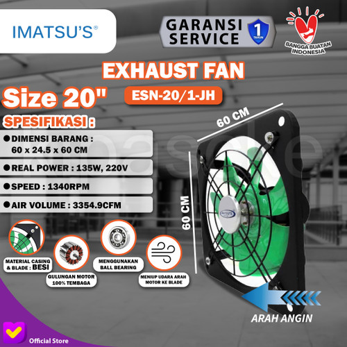 [EZM.0101387] Wall Exhaust Fan Dinding Industri 20 Inch Kipas Hexos Ventilasi Tembok