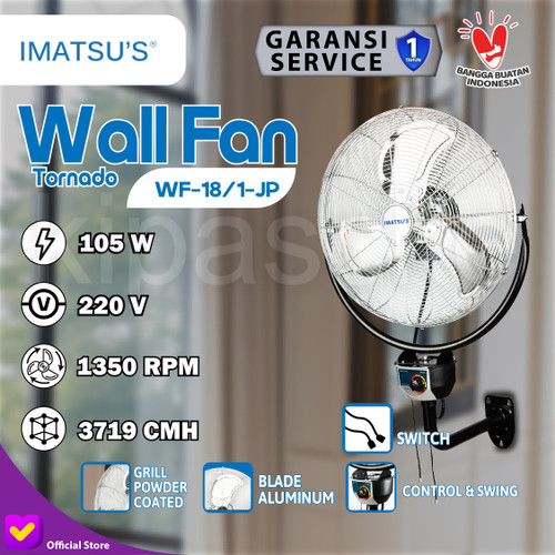[EZM.0100213] Wall Fan Tornado / Kipas Angin Dinding Tembok Besi 18" Inch 45 CM