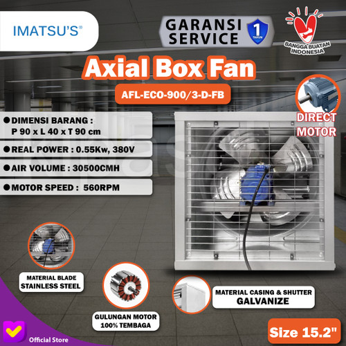 [EZM.0100217] Blower Exhaust Box Fan Kandang Ayam 30 Inch 380V 3 Phase Motor Direct