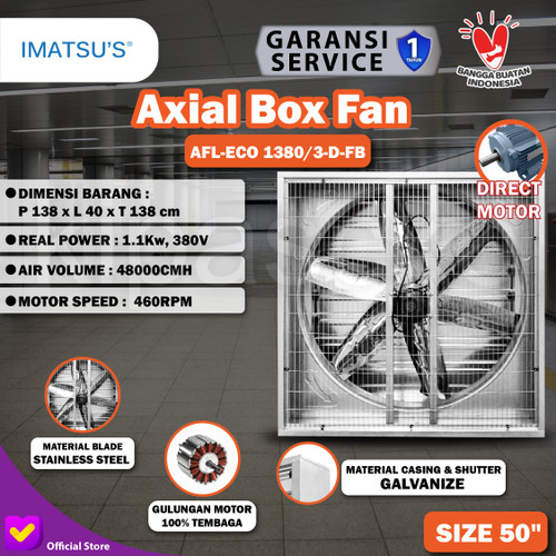 [EZM.0100218] Blower Exhaust Box Fan Kandang Ayam 50 Inch 380V 3 Phase Motor Direct