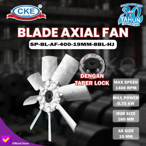 [EZM.0100226] Baling / Blade Kipas Axial Fan 16" Inch With Taperlock as 19 / 24 mm