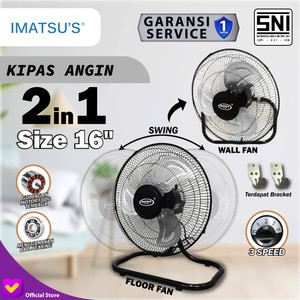 [EZM.0100230] Kipas Angin Lantai Dinding 16 Inch 2in1 Floor Wall Fan Tornado 2 in 1