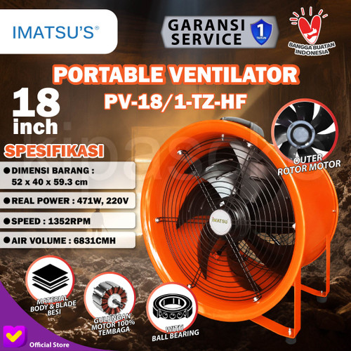 [EZM.0100233] Portable Ventilator / Blower / Exhaust 18 Inch External Rotor Motor