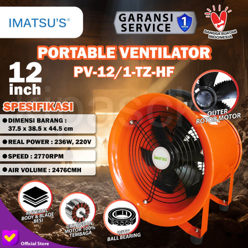 [EZM.0100235] Portable Ventilator / Blower / Exhaust 12 Inch External Rotor Motor