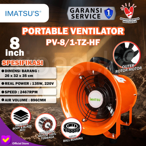 [EZM.0100237] Portable Ventilator / Blower / Exhaust 8 Inch External Rotor Motor