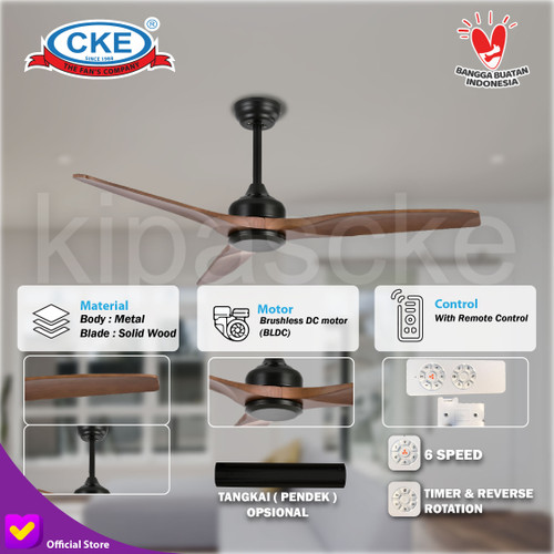 [EZM.0100252] Kipas Angin Plafon Gantung Hias 52" Inch Ceiling Fan Kayu Solid Wood