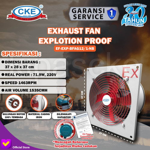 [EZM.0101398] Kipas Explosion Proof Wall Exhaust Fan 12" Inch 300MM 220V