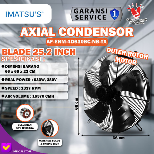 [EZM.0101399] Axial Fan 25 Inch 380V Fan Condensor Fan Chiller Kipas Condenser 25"