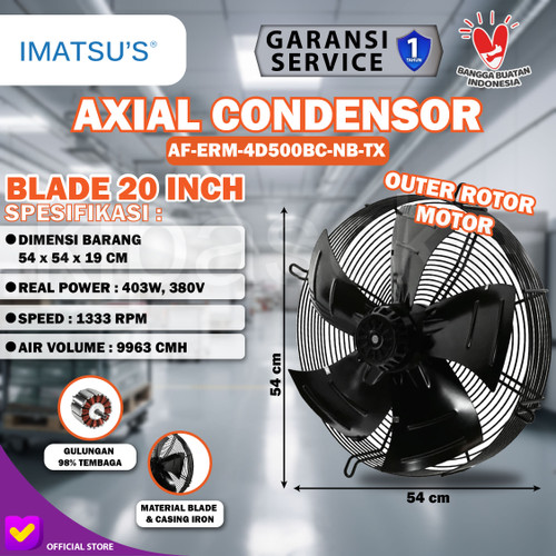 [EZM.0100255] Axial Fan 20 Inch 380V Fan Condensor Fan Chiller Kipas Condenser 20"