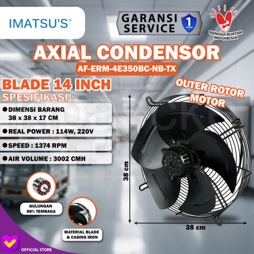 [EZM.0101401] Axial Fan 14 Inch 220V Fan Condensor Fan Chiller Kipas Condenser 14”