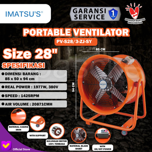 [EZM.0100259] Portable Ventilator / Blower / Exhaust 28" Inch Kipas Drum Blower Fan