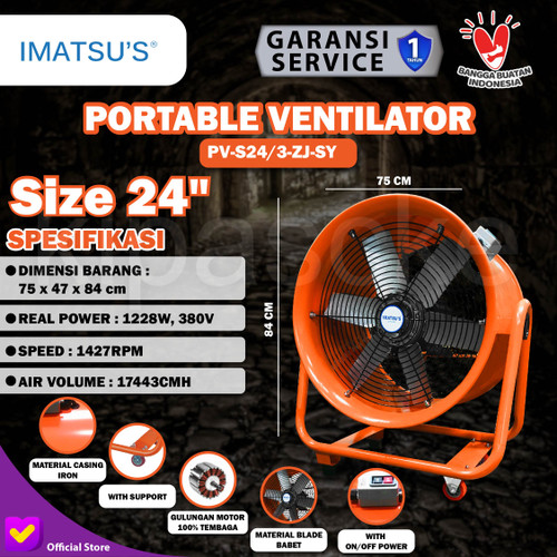 [EZM.0100260] Portable Ventilator / Blower / Exhaust 24" Inch Kipas Drum Blower Fan