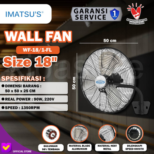 [EZM.0100266] Kipas Angin Dinding Wall Fan 18" Inch 45 CM Kipas Tornado Baling Besi