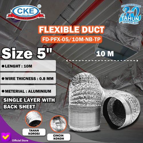 [EZM.0100283] Aluminium Selang Flexible Ducting Pipa Exhaust Fan 5" Inch 10 Meter
