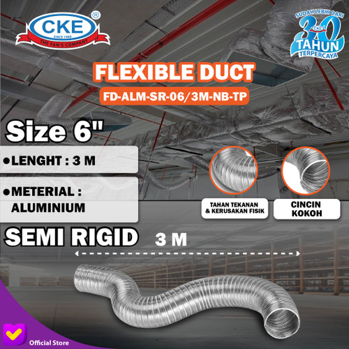 [EZM.0100284] Aluminium Selang Flexible Ducting Semi Rigid 6" Inch 15 CM - 3 meter