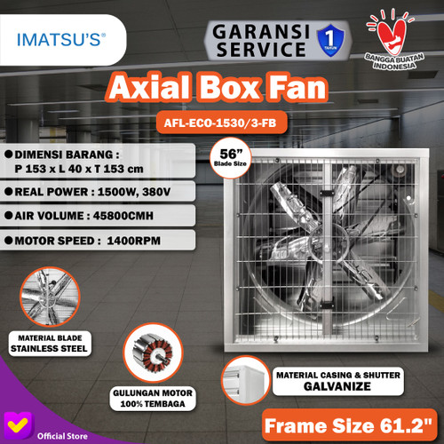 [EZM.0100287] Blower Exhaust Box Fan Kandang Ayam 56 Inch 380V 3 Phase Kipas Gudang
