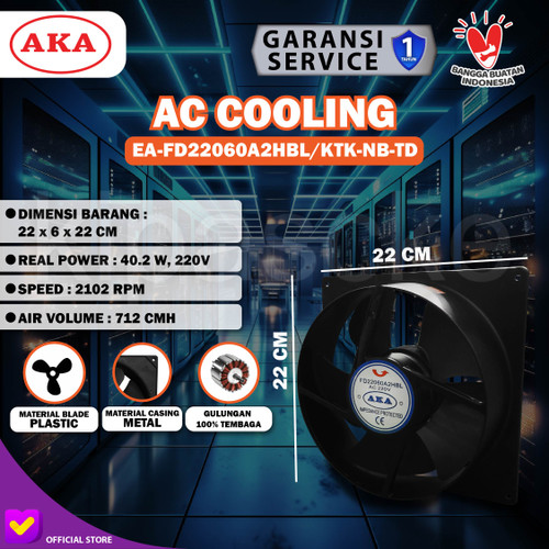[EZM.0100295] Cooling Fan AC 8 Inch 22 CM Kipas Fan Panel Pendingin Ball Bearing